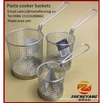 Fine mesh speghetti baskets restaurant pasta chips serving baskets stainless steel round pasta cooker baskets